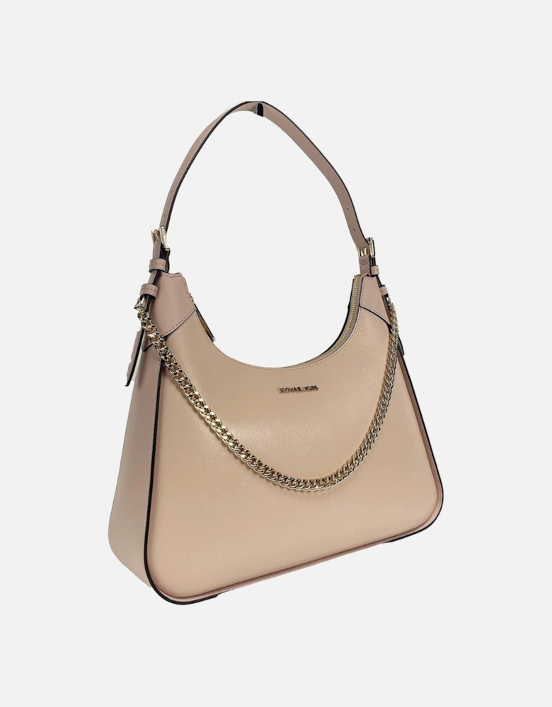 Smooth Leather Chain Shoulder Bag with Inner Pocket and Zip Closure