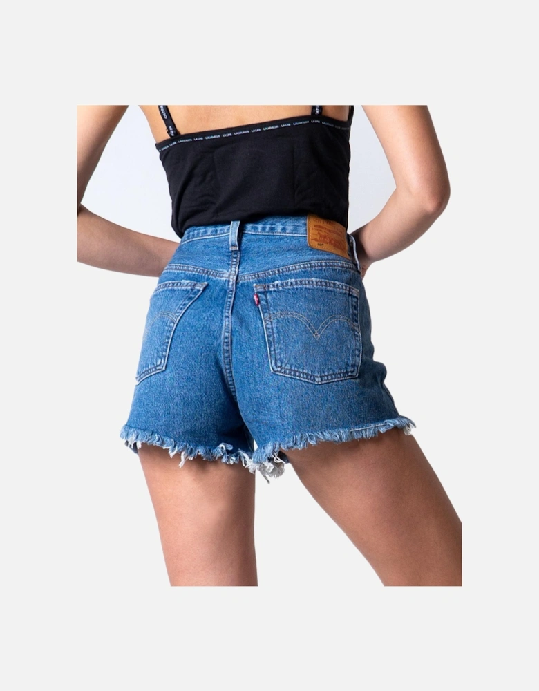 501 Denim Shorts Distressed Frayed Hem Women - Blue