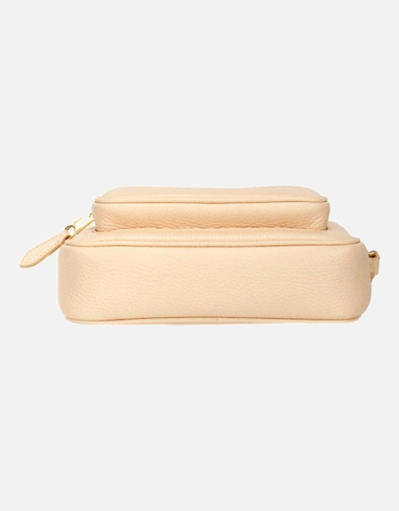 Grainy Leather Camera Crossbody Bag Women - Peach Pink.