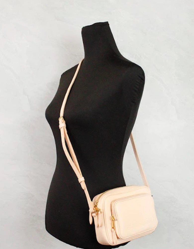 Grainy Leather Camera Crossbody Bag Women - Peach Pink.