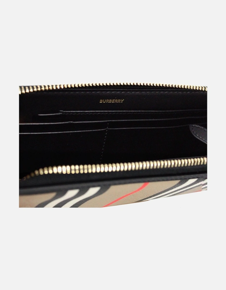 Black Icon Stripe Zip Around Continental Wallet Women - Black Icon