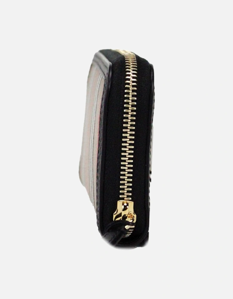 Black Icon Stripe Zip Around Continental Wallet Women - Black Icon
