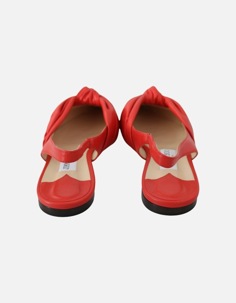 Knot Slingback Ballerinas Red Leather Slingbacks Women Flats