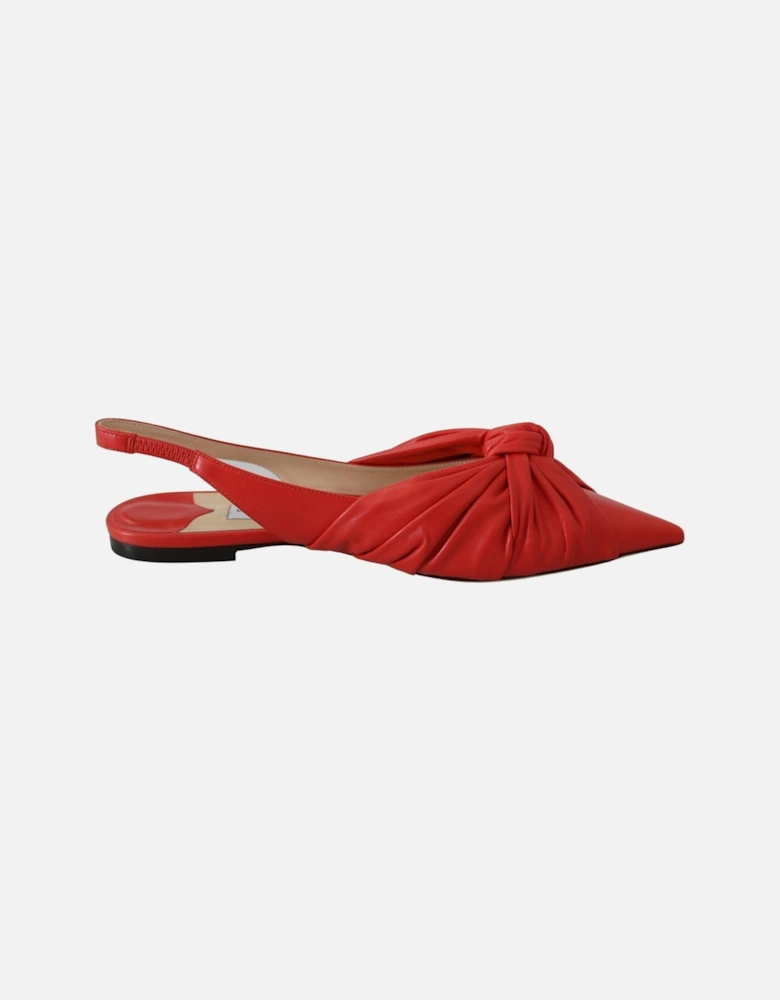 Knot Slingback Ballerinas Red Leather Slingbacks Women Flats