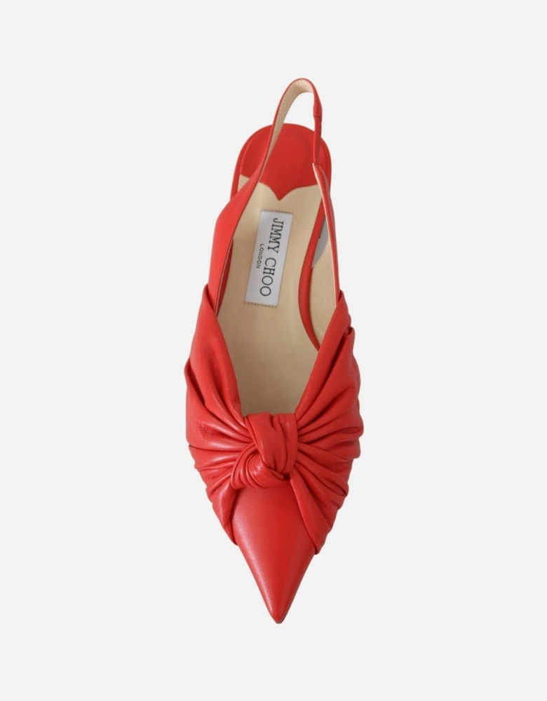 Knot Slingback Ballerinas Red Leather Slingbacks Women Flats