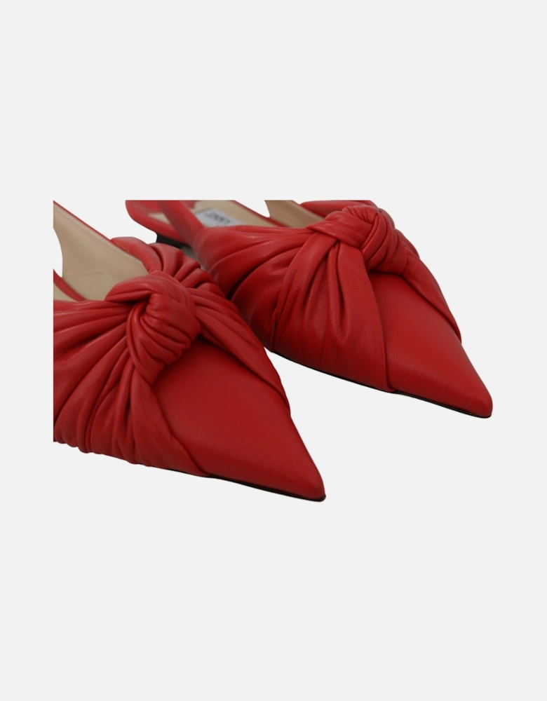 Knot Slingback Ballerinas Red Leather Slingbacks Women Flats