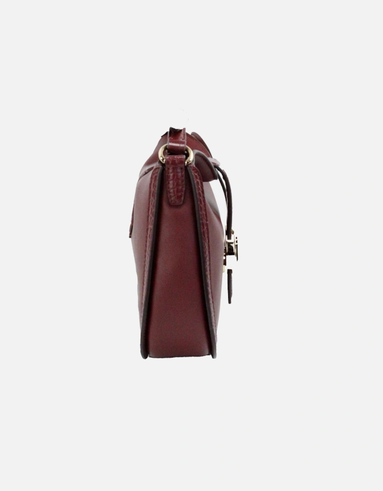 Foldover Leather Hobo Crossbody Bag Women - Dark Cherry.