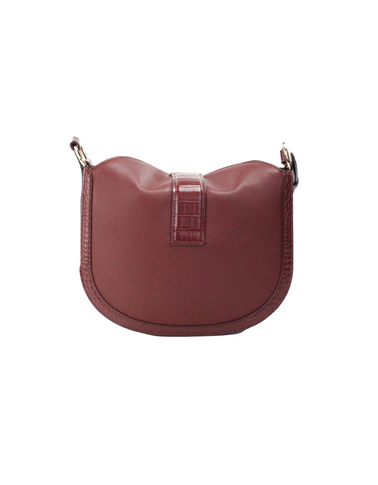 Foldover Leather Hobo Crossbody Bag Women - Dark Cherry.