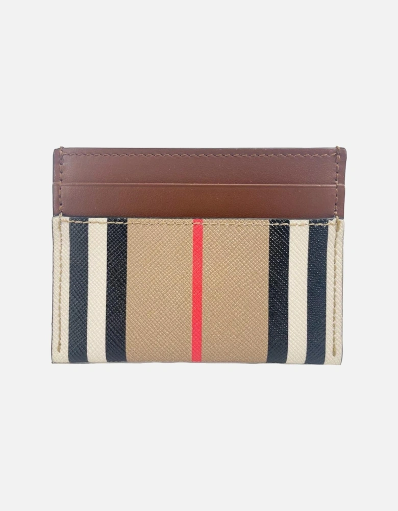Canvas Check Slim Card Case Wallet Women - Tan.