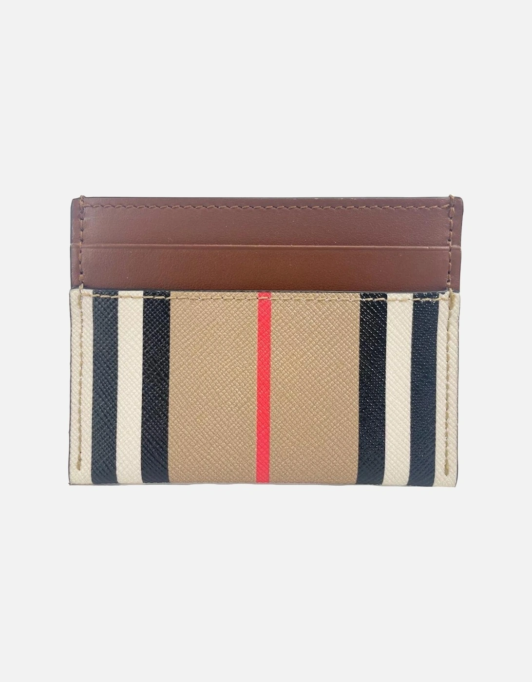 Canvas Check Slim Card Case Wallet Women - Tan.