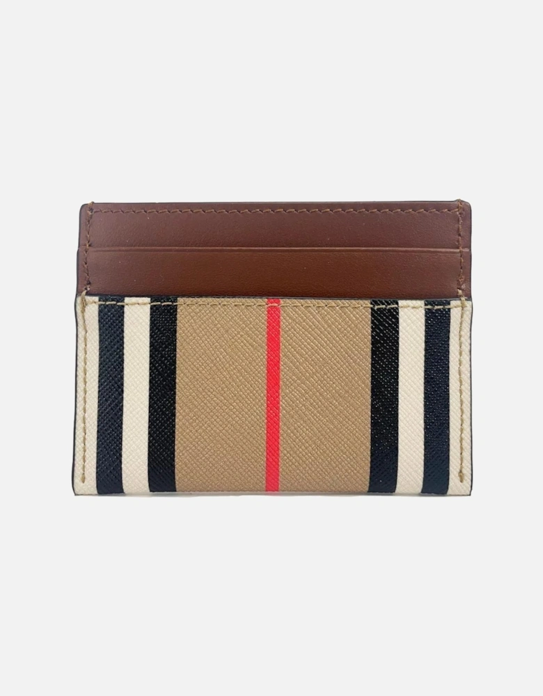 Canvas Check Slim Card Case Wallet Women - Tan.