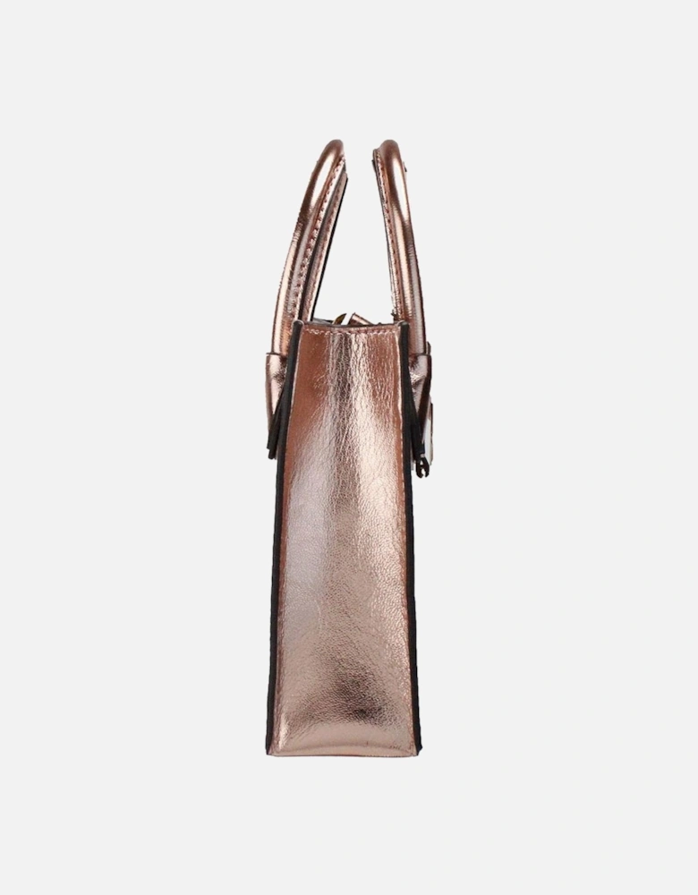 Metallic Leather Crossbody Shopper Bag with Card Slots and Magnetic