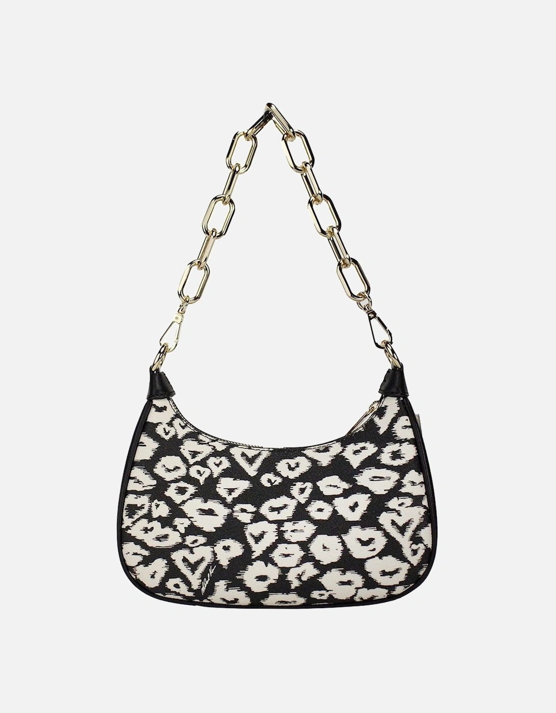 Heart Print Zip Pouchette Crossbody Bag Women - Heart Print - Red