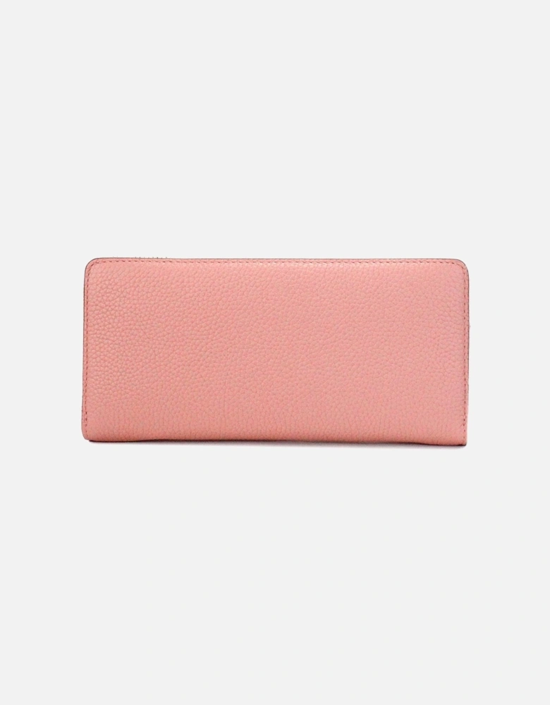 Pebbled Leather Continental Clutch with Logo Plate & Wristlet Strap
