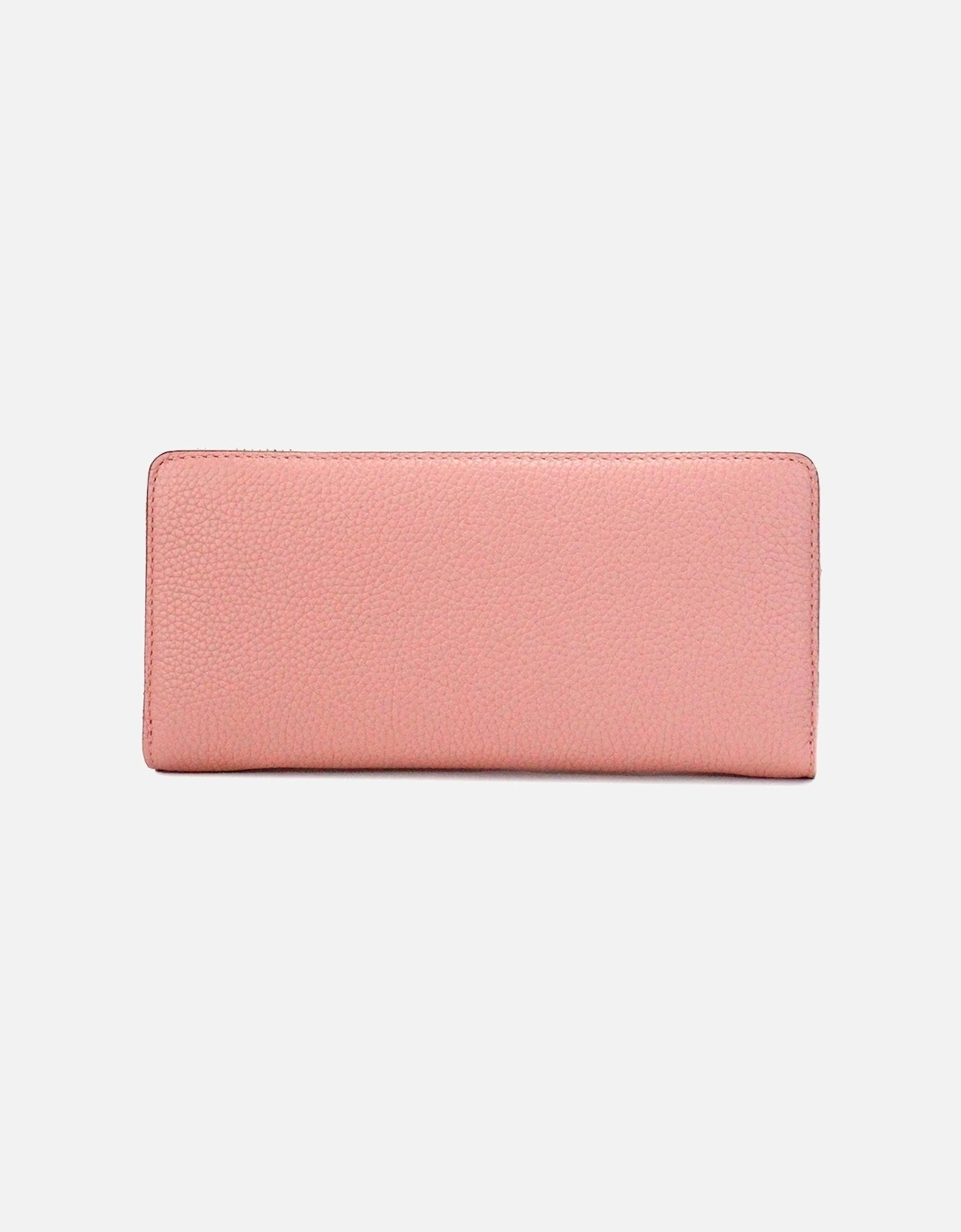 Pebbled Leather Continental Clutch with Logo Plate & Wristlet Strap