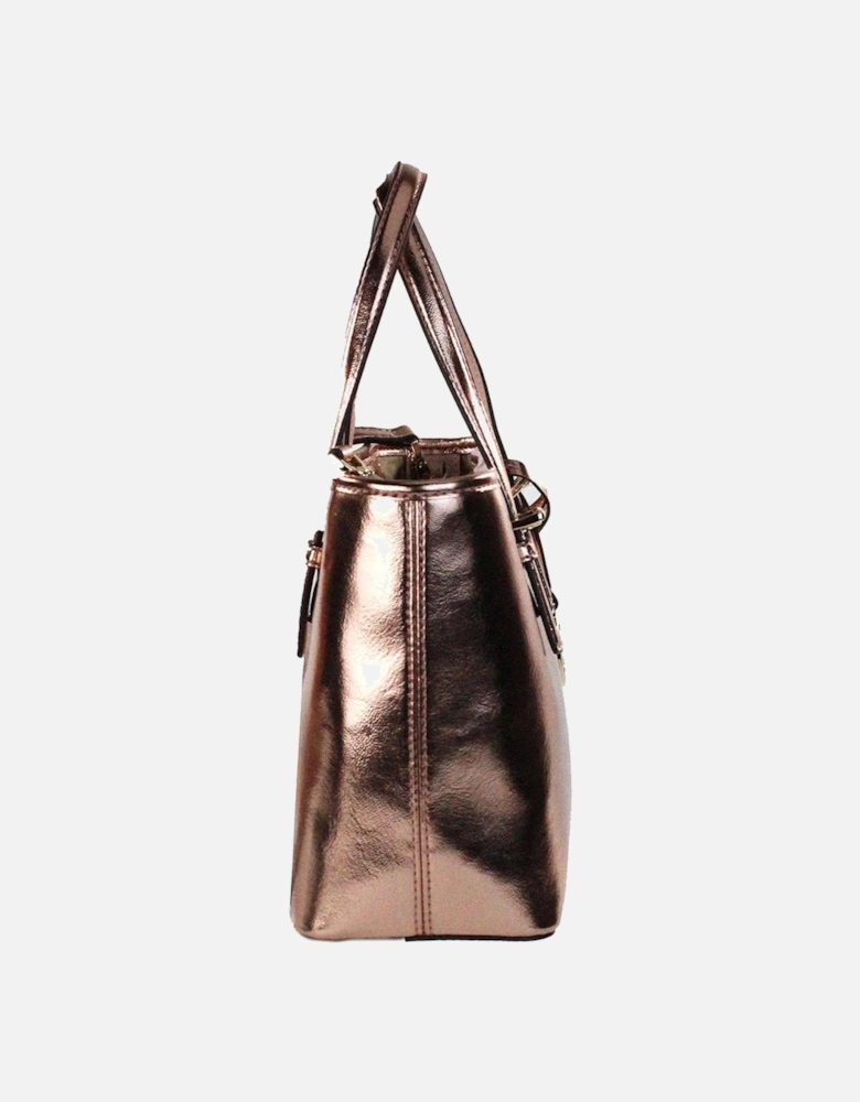 Metallic Leather Tote Bag with Multiple Pockets and Handles Women -