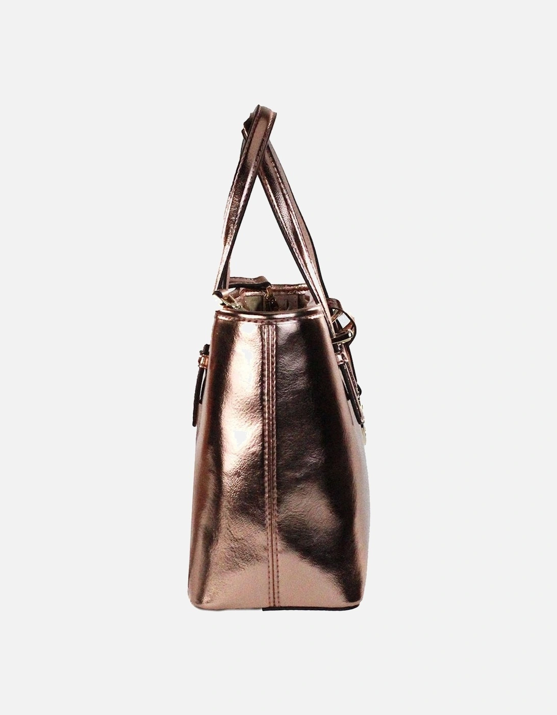 Metallic Leather Tote Bag with Multiple Pockets and Handles Women -