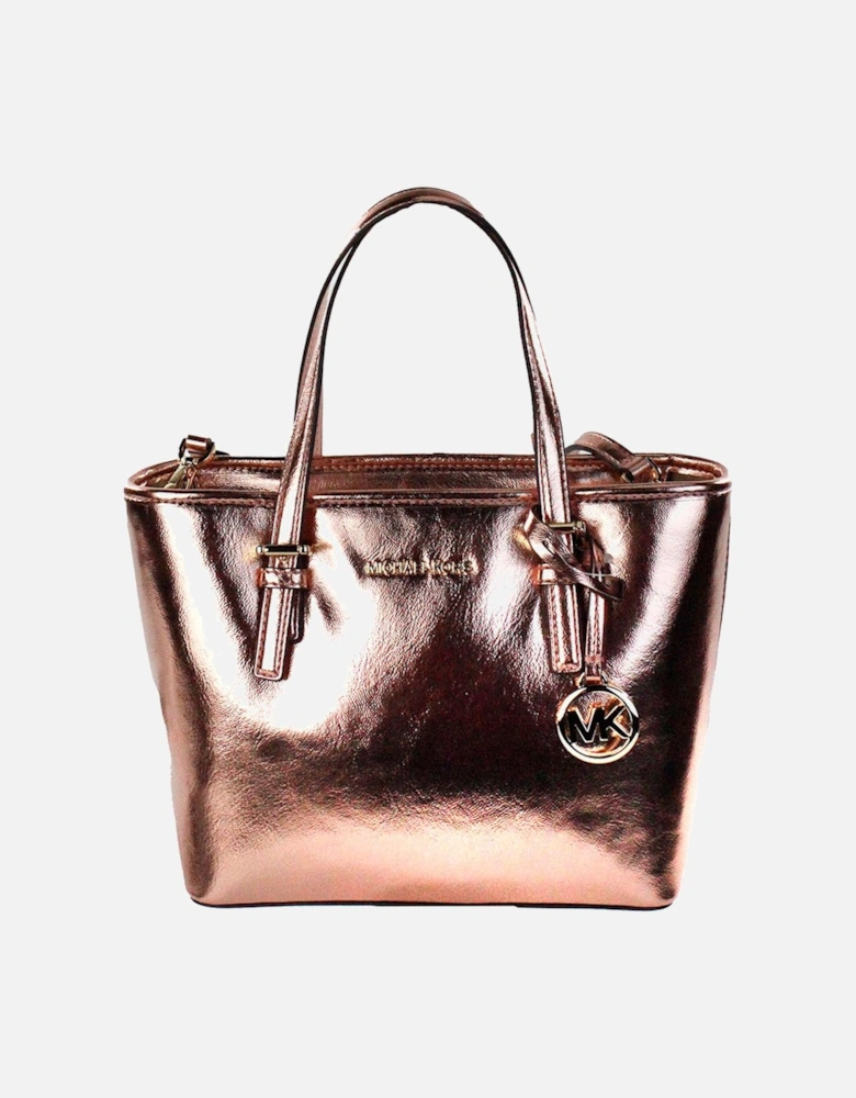 Metallic Leather Tote Bag with Multiple Pockets and Handles Women -