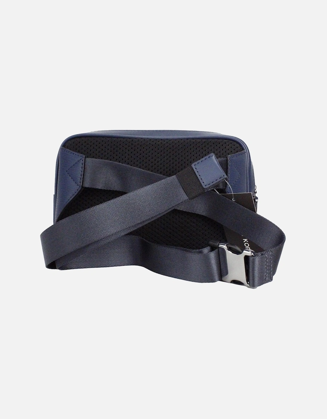 Double Zip Leather Belt Bag with Adjustable Strap Women - Navy Blue.