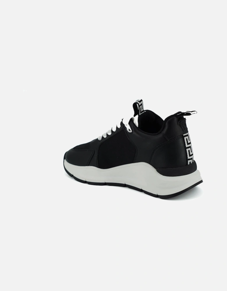 Black and White Calf Leather Sneakers with Medusa Logo Detail Women