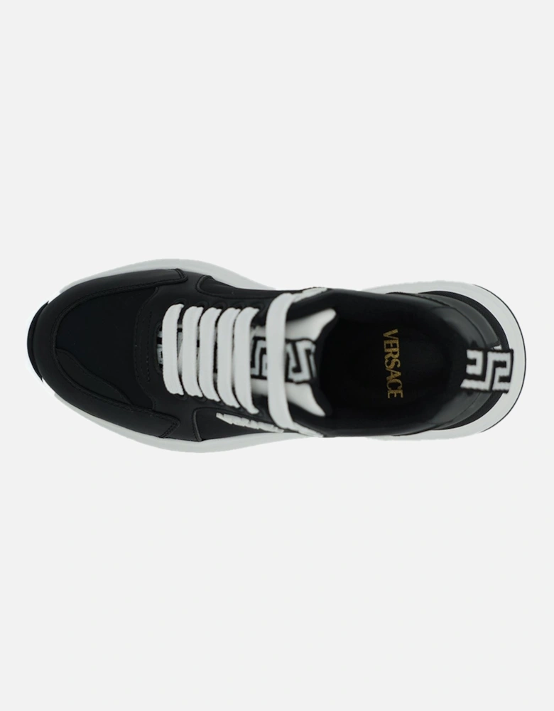 Black and White Calf Leather Sneakers with Medusa Logo Detail Women