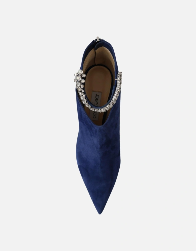 uede Ankle Boot CrytalEmbellihed Women - Blue