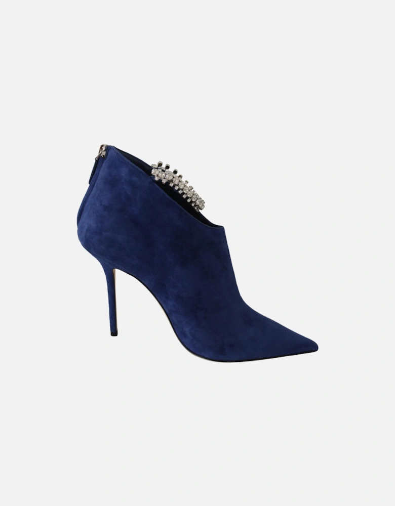 Crystal Strap Heeled Boots Women - Blue