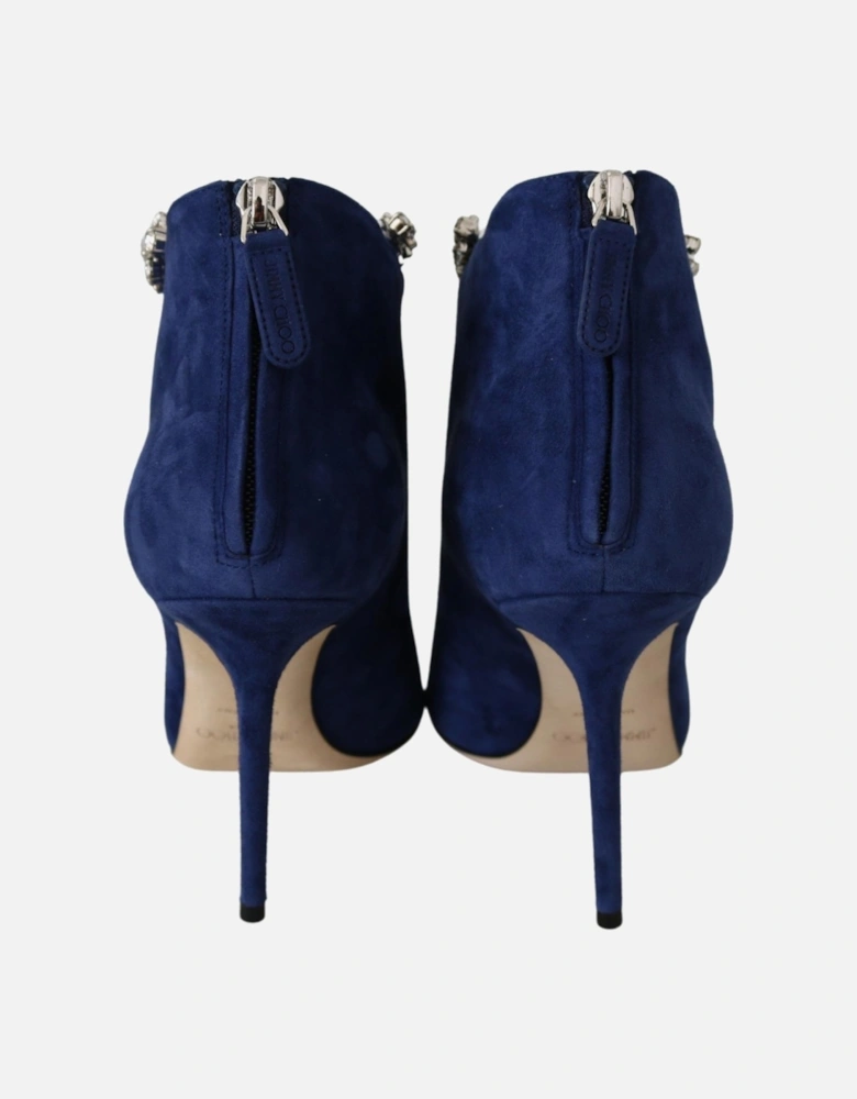 uede Ankle Boot CrytalEmbellihed Women - Blue