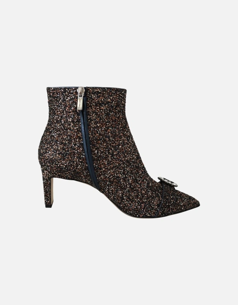 Glitter Ankle Boots Black Multi Women - Brown