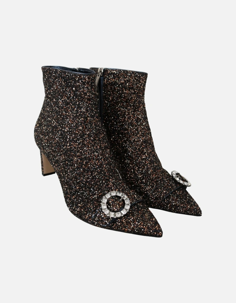 Glitter Ankle Boots Black Multi Women - Brown