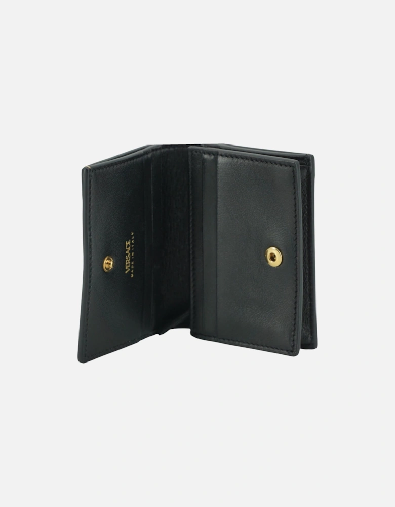 Compact Calf Leather Wallet with Medusa Logo Detail Women - Brown