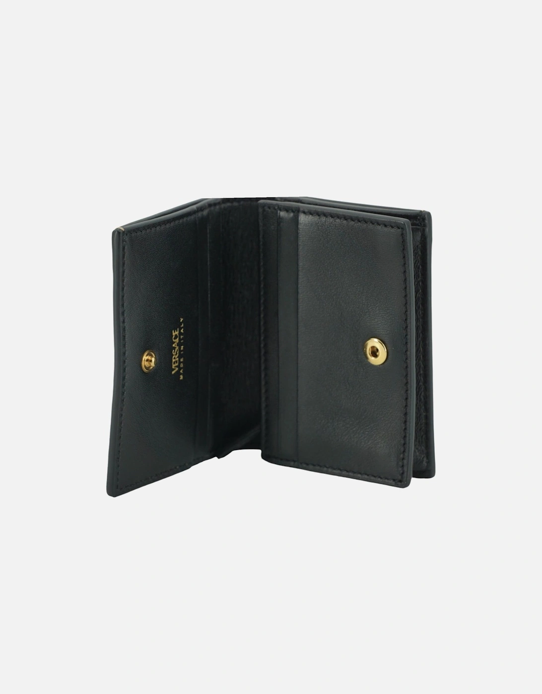Compact Calf Leather Wallet with Medusa Logo Detail Women - Brown