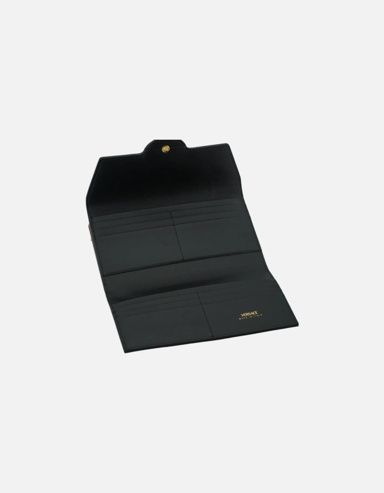 Medusa Head Logo Brown Calf Leather Wallet with Gold-Tone Hardware.