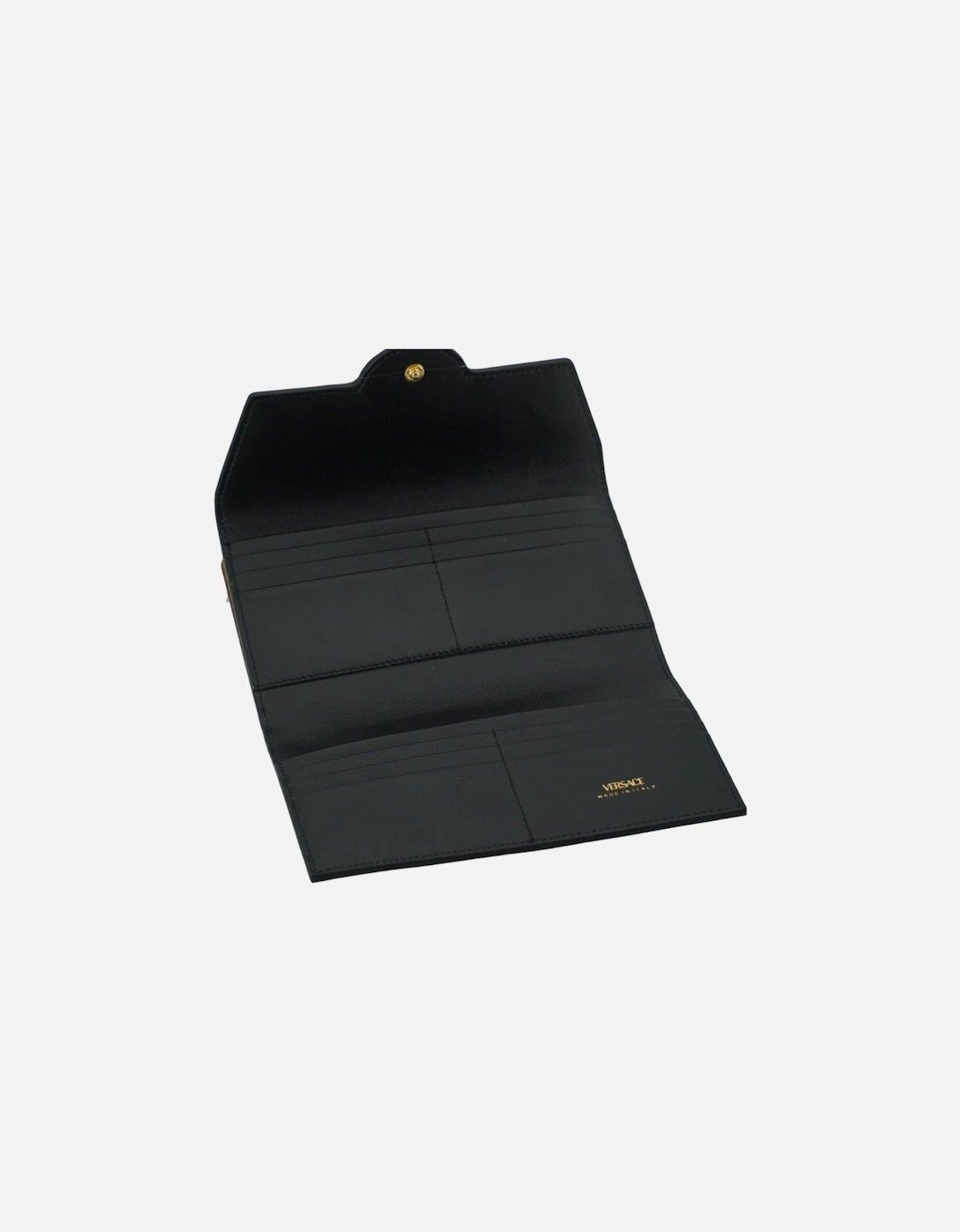 Medusa Head Logo Brown Calf Leather Wallet with Gold-Tone Hardware.