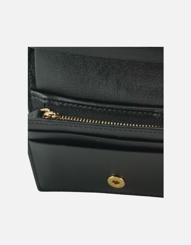 Compact Calf Leather Wallet with Medusa Logo Detail Women - Brown