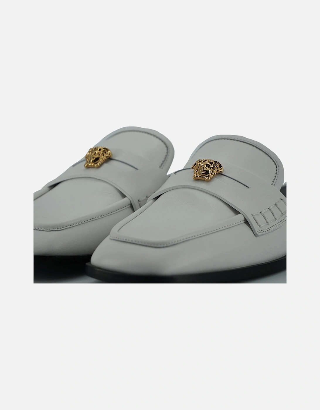 Medusa Leather Loafers Mules Women - White Flats