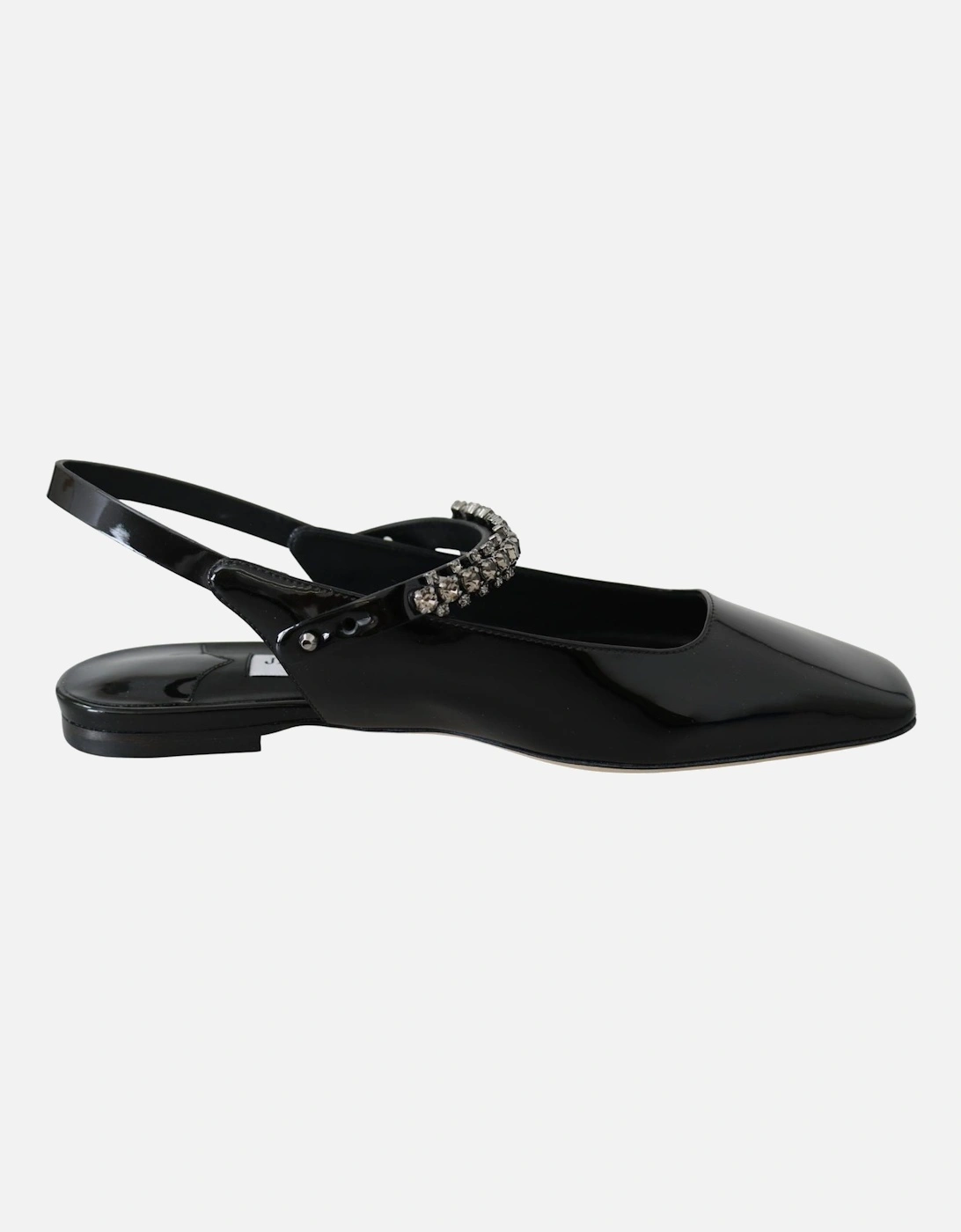 Crystal Strap Patent Leather Flat Shoes Women - Black, 7 of 6