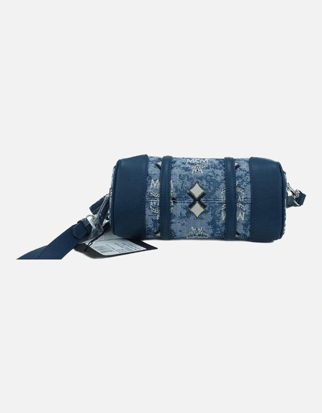 Boston Mini Blue Vintage Jacquard Logo Fabric Satchel Crossbody