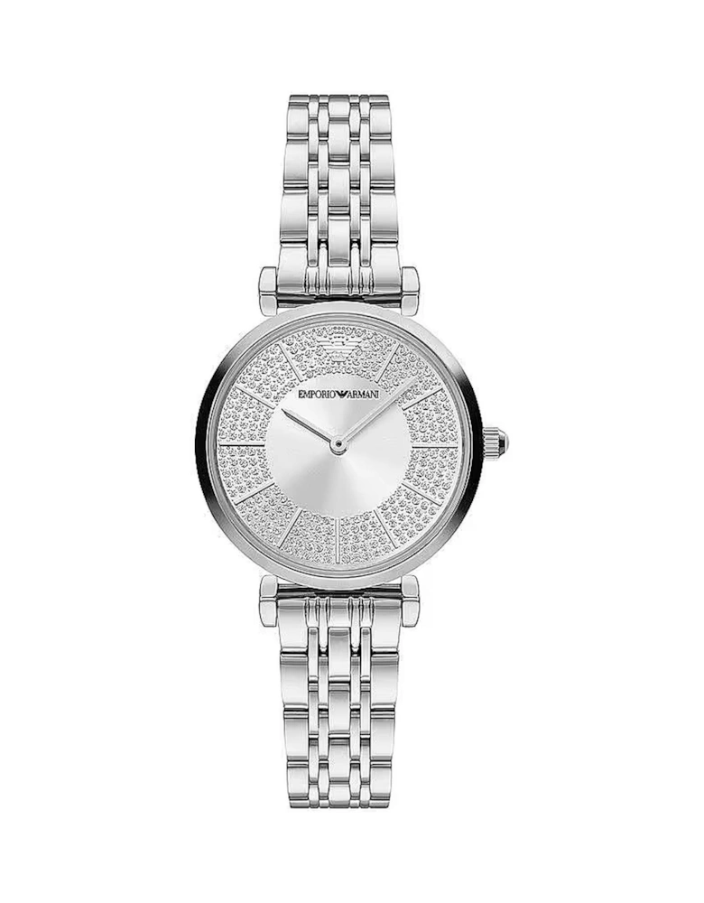 Classic Watch Crystal Bezel Women - Silver Watches