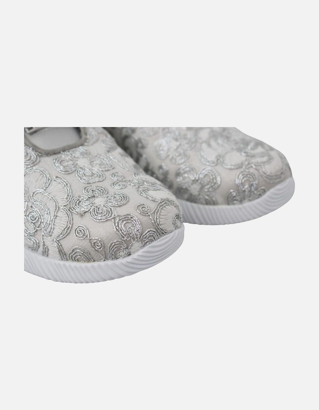 Floral Embroidered Sneakers Women - Silver