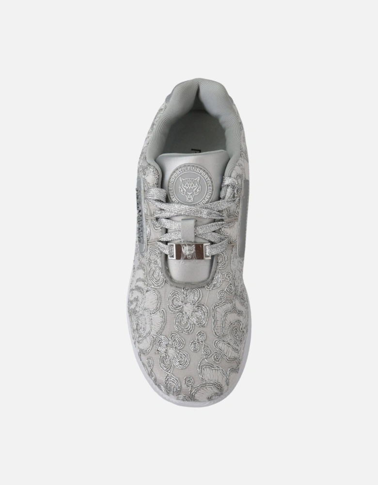 Floral Embroidered Sneakers Women - Silver