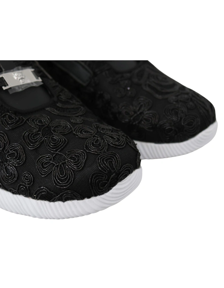 Floral Embroidered Sneakers Women - Black