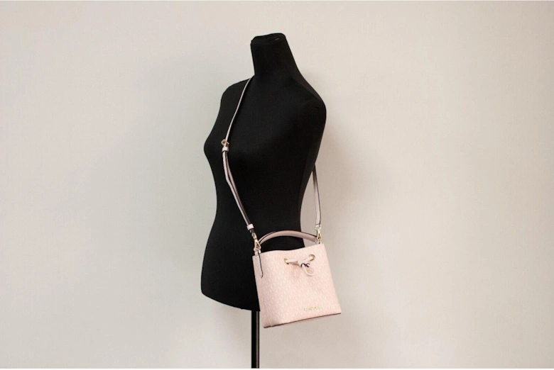 Small Signature Bucket Bag with Drawstring Closure Women - Pale Pink