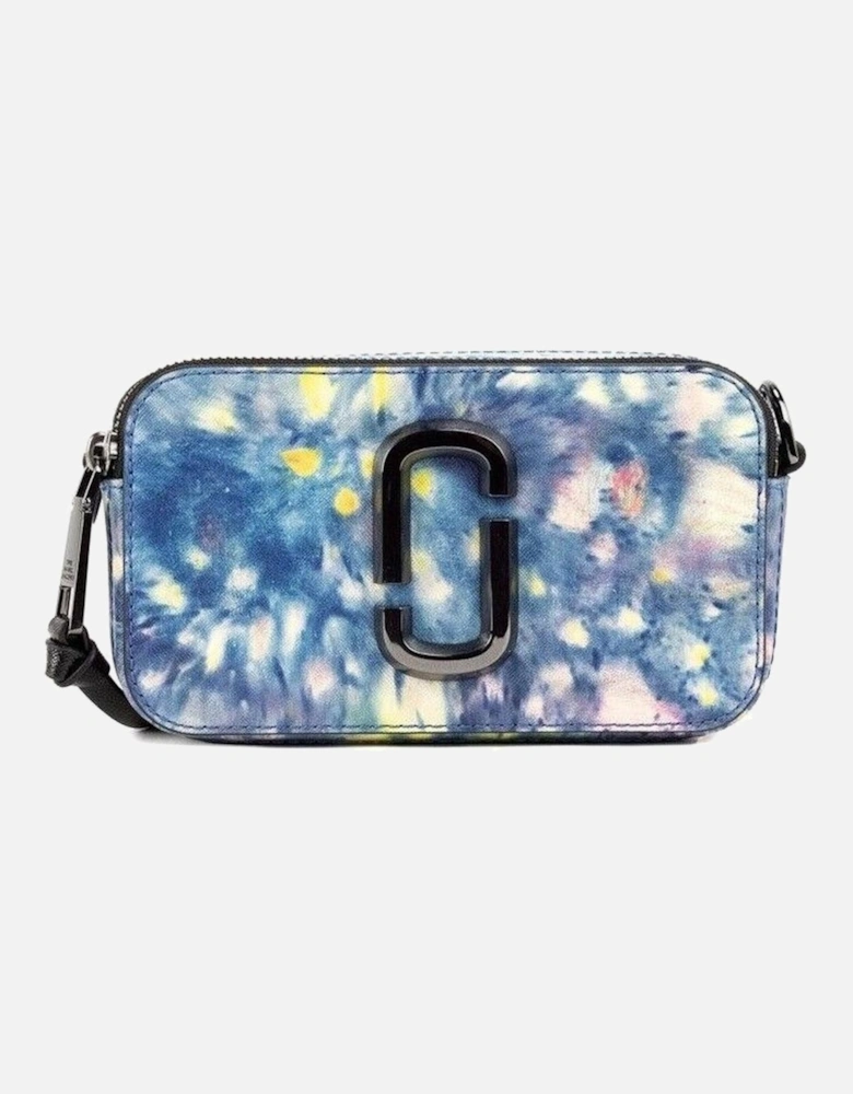 Watercolor Snapshot Printed Leather Shoulder Bag Women - Blue Multi