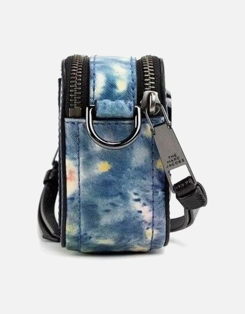 Watercolor Snapshot Printed Leather Shoulder Bag Women - Blue Multi