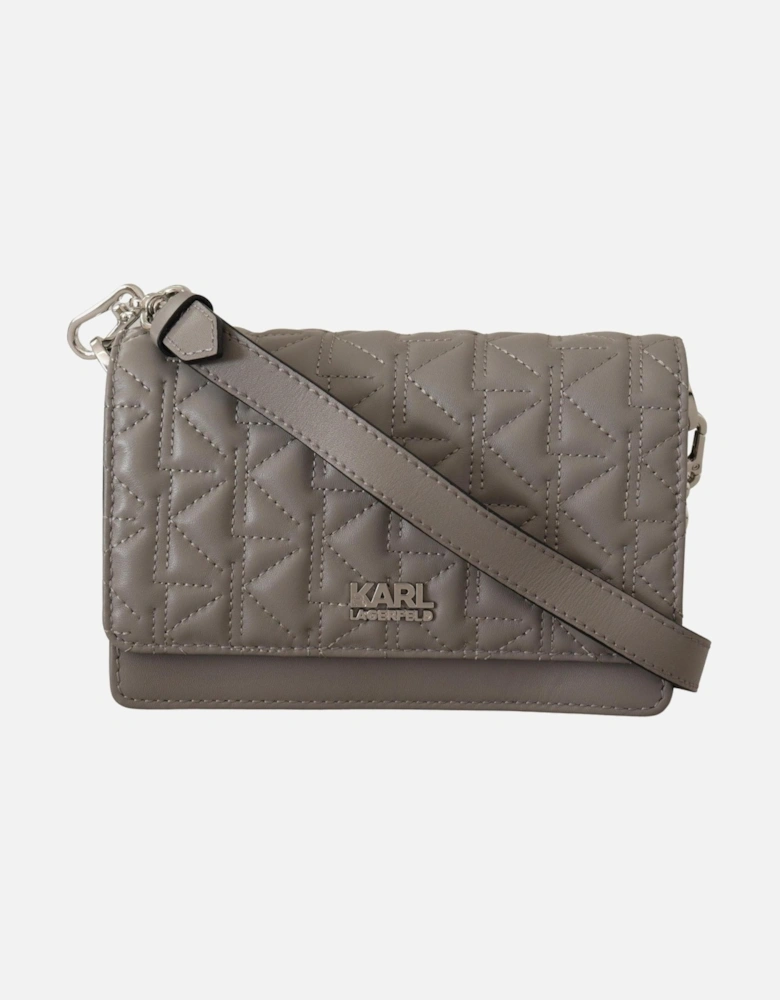 KIkonik Quilted Crossbody Grey Leather Women Shoulder Bags