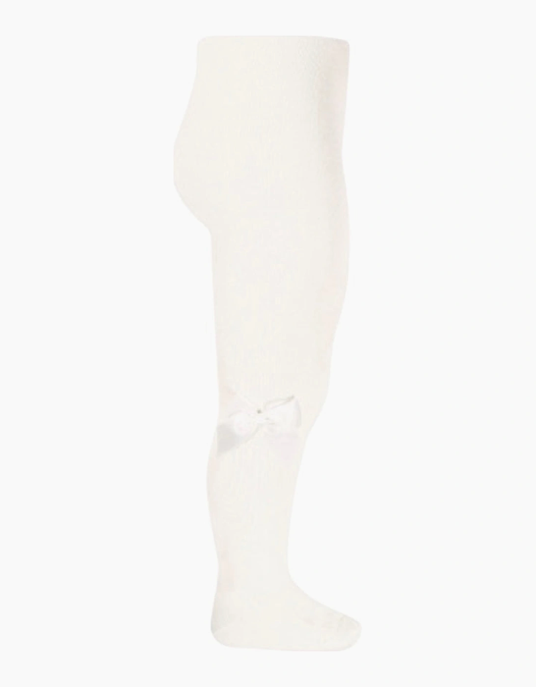 Condor Girl's Cream Grosgrain Bow Tights - White - Size: 2 / 12-24 months