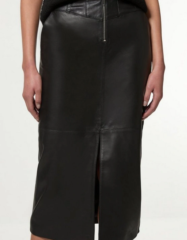 Leather Zip Detail Pencil Skirt