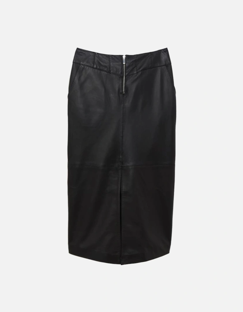 Leather Zip Detail Pencil Skirt