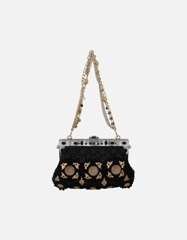 VANDA Black Tassel Gold Baroque Crystal Purse Women Clutch Bags